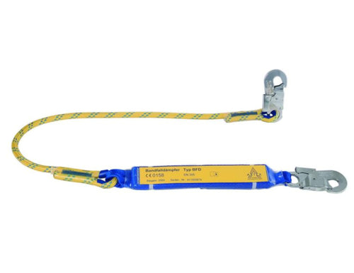 Verbindungsmittel BFD mit Seil SK 12 mm und Karabinerhaken Vorderansicht gelb-blau