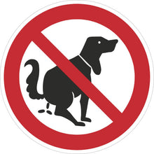 Lade das Bild in den Galerie-Viewer, Verbotsschild &quot;Hier kein Hundeklo&quot; Vorderansicht Hund verboten rund rot
