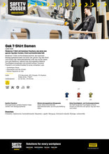 Lade das Bild in den Galerie-Viewer, Modernes T-Shirt mit femininer Passform &quot;OAKTSW&quot; Produktdatenblatt mit smesh zonen unter den achseln und zwei farbiges design hellblau / navy
