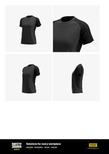 Lade das Bild in den Galerie-Viewer, Modernes T-Shirt mit femininer Passform &quot;OAKTSW&quot; Produktdatenblatt mit smesh zonen unter den achseln und zwei farbiges design hellblau / navy
