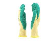 Lade das Bild in den Galerie-Viewer, Baumwollschutzhandschuhe Handschuhe CONSTRUCTO Seitenansicht allgemeiner Gebrauch Schutzhandschuh Latexbeschichtung gelb-grün
