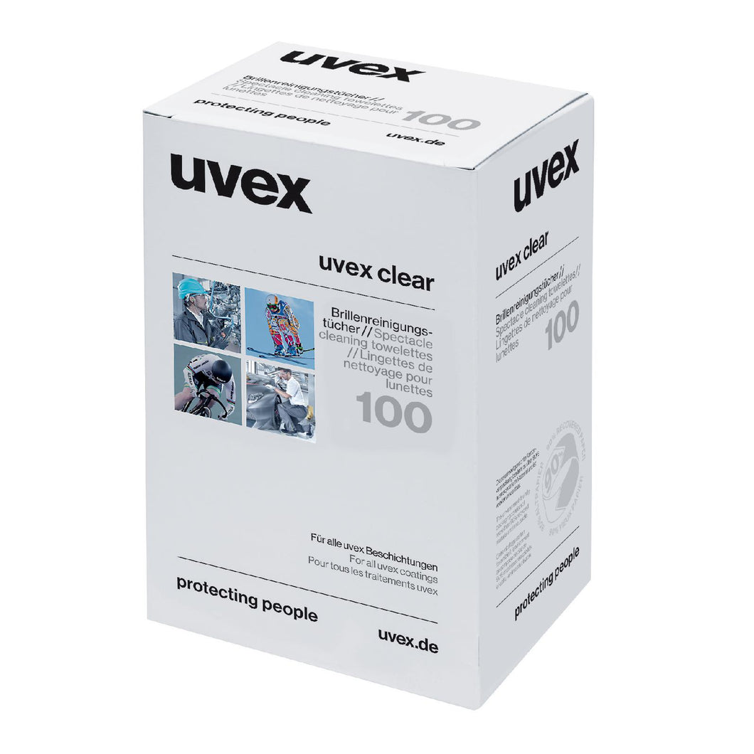 uvex Feuchtreinigungstücher für Brillen, 100 Stk. im Karton 9963005