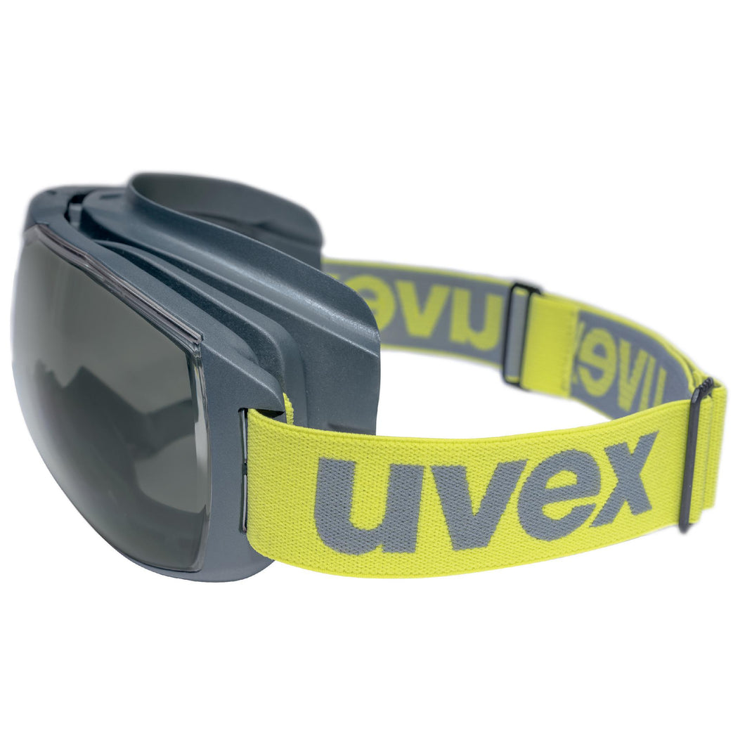 Vollsichtbrille uvex megasonic, gelb - innen beschlagfrei, außen extrem kratzfest und chemikalienbeständig, Seitenansicht