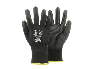 Schutzhandschuhe Handschuhe MULTITASK Vorderansicht Rückansicht sensible Arbeiten Präzision Latex Polyester schwarz