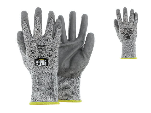 Handschuh schnittfest SHIELD Vorderansicht Rückansicht Stufe 5 Fingerfertigkeit Schnittschutz DMF-frei grau